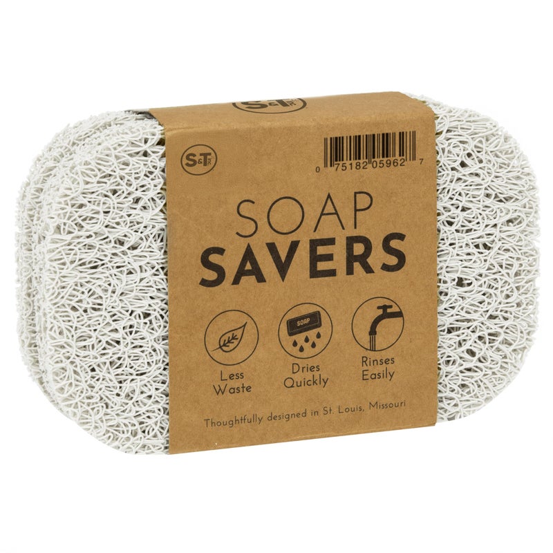S&T INC. Soap Holder for Kitchen and Bathroom, Hand Soap and Bar Soap Lift, 2.9 Inches x 4.4 Inches, White, 4 Pack