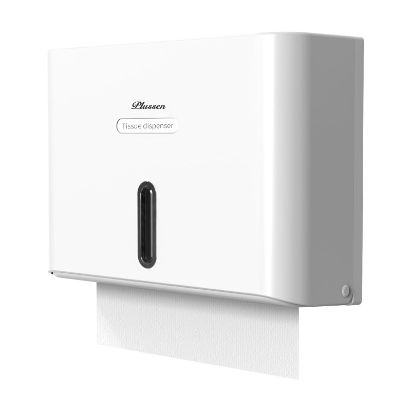 PLUSSEN Paper Towel Dispenser Wall Mount Adhesive No Drilling Multifold Trifold C Fold Commercial Hand Towel DispenserWhite