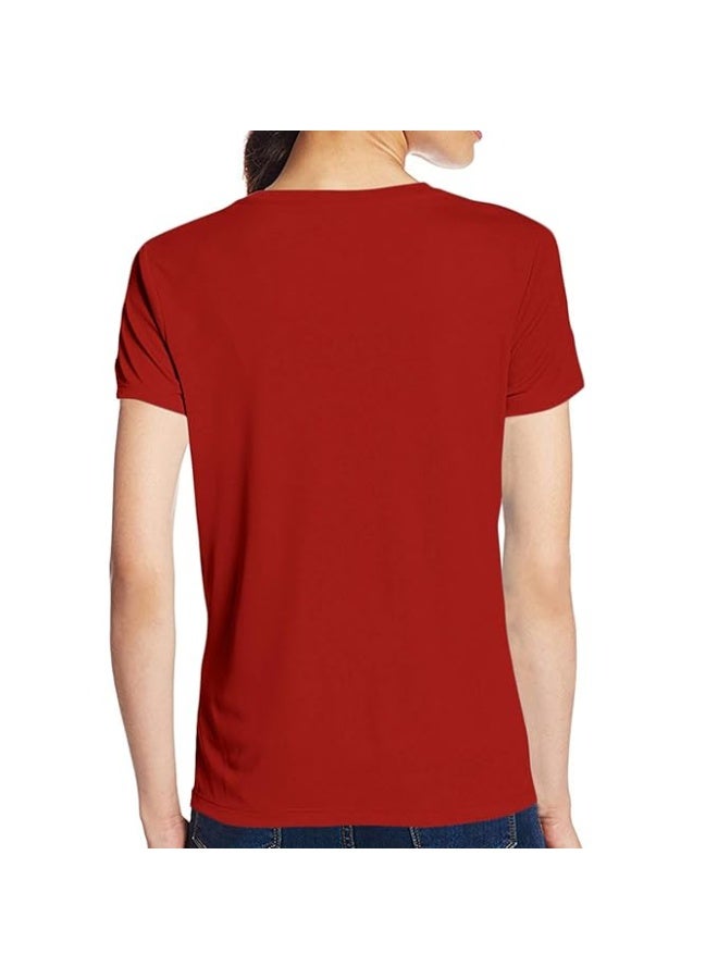OPLU Store Women's Regular Fit Be Kind Text Cotton Graphic Printed Round Neck Half Sleeves RED T Shirt. Text, Trending, Pootlu, Stylish Tshirts,M - Image 2