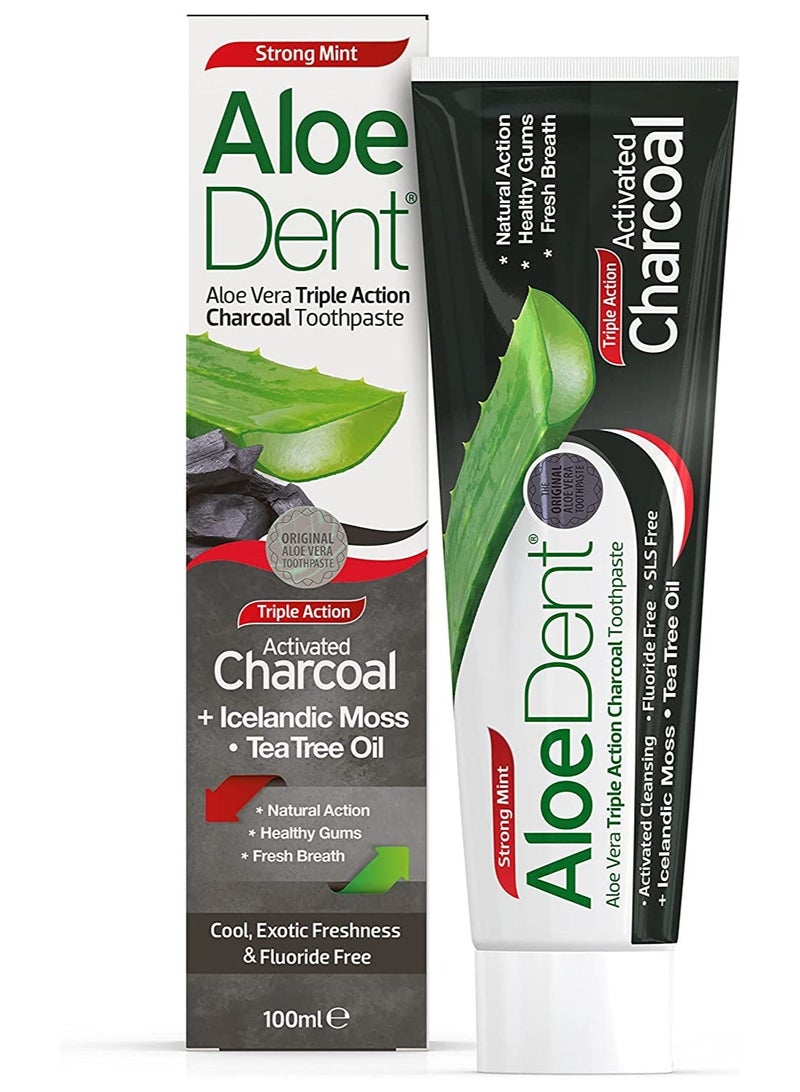 Aloe Dent AloeDent, Charcoal Toothpaste Fluoride Free Natural Action - Image 1