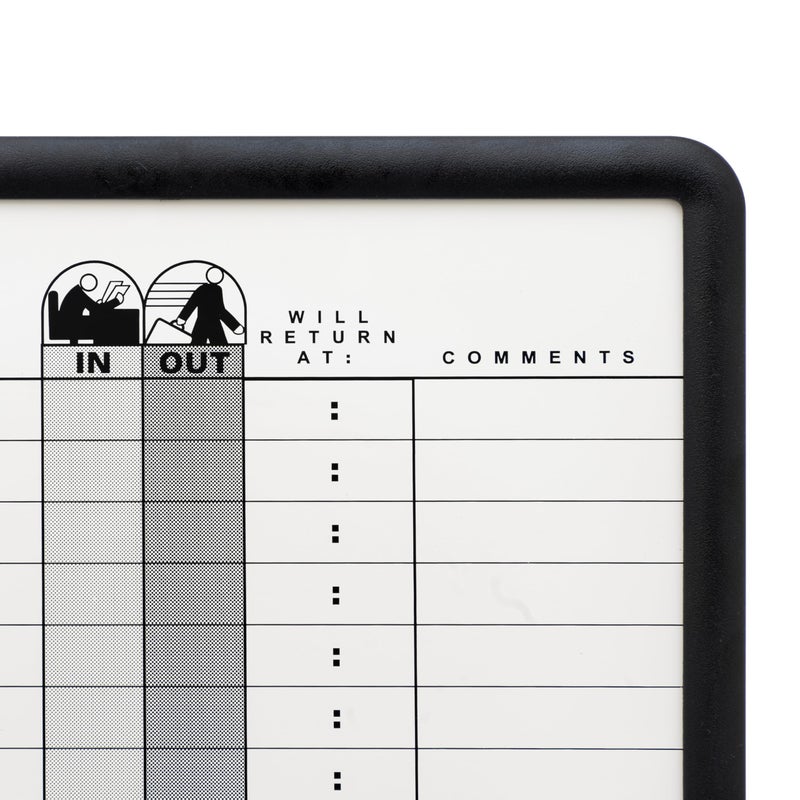 Quartet In/Out Board, 11" x 14", DuraMax Porcelain, In and Out Board, 18 Names, Classic Gray, Black Frame (750) - Image 4