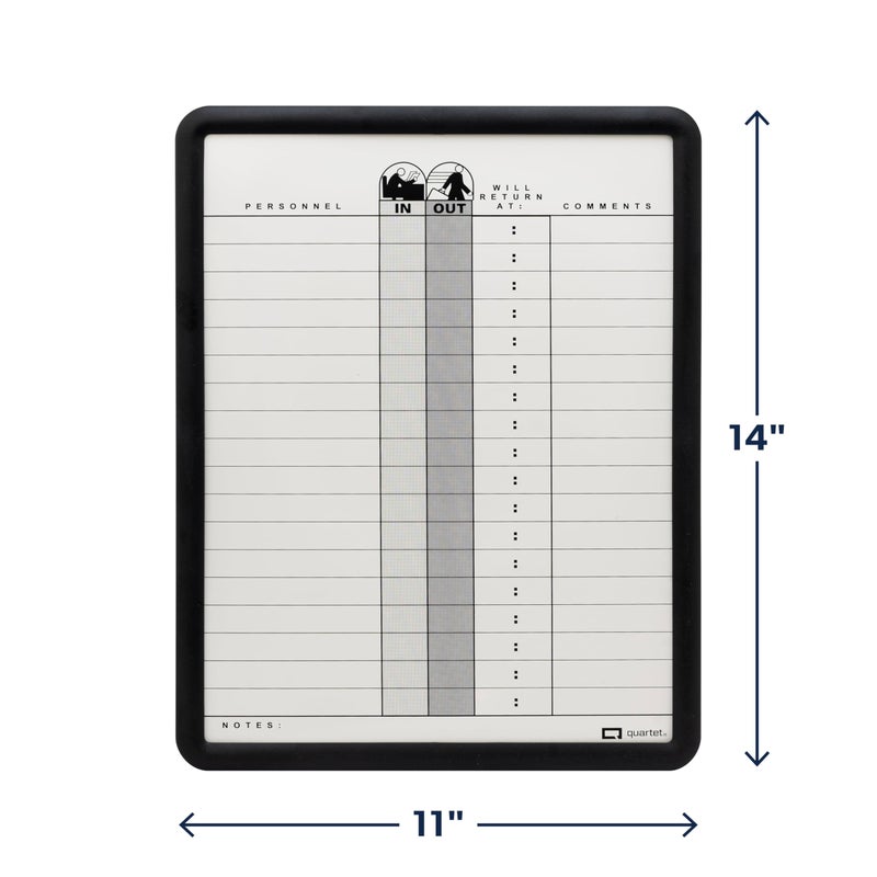 Quartet In/Out Board, 11" x 14", DuraMax Porcelain, In and Out Board, 18 Names, Classic Gray, Black Frame (750) - Image 3