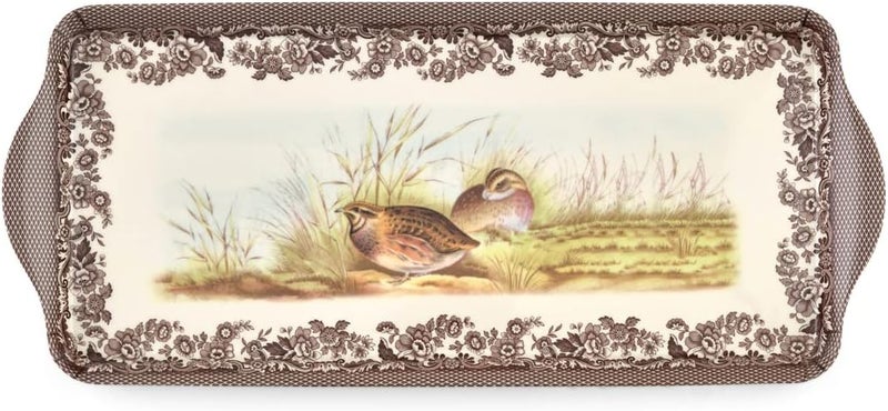 Spode Pimpernel Woodland Sandwich Tray  Rectangular Melamine Serving Tray with NatureInspired Design  Dishwasher Safe Snack Platter for Breakfast Lunch Appetizers or Seasonal Table Decor - Image 1