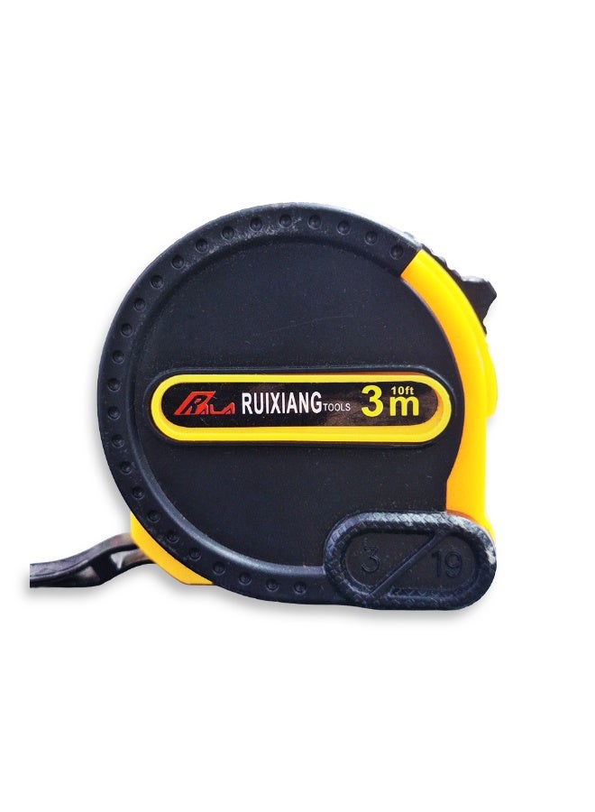 Measuring tape 3m length , made of reinforced plastic and rubber, automatic locking that easily holds the tape in place, strong magnetic tip, clear and easy to read graduations, equipped with a hand lanyard for easy carrying and mobility while working. - Image 1