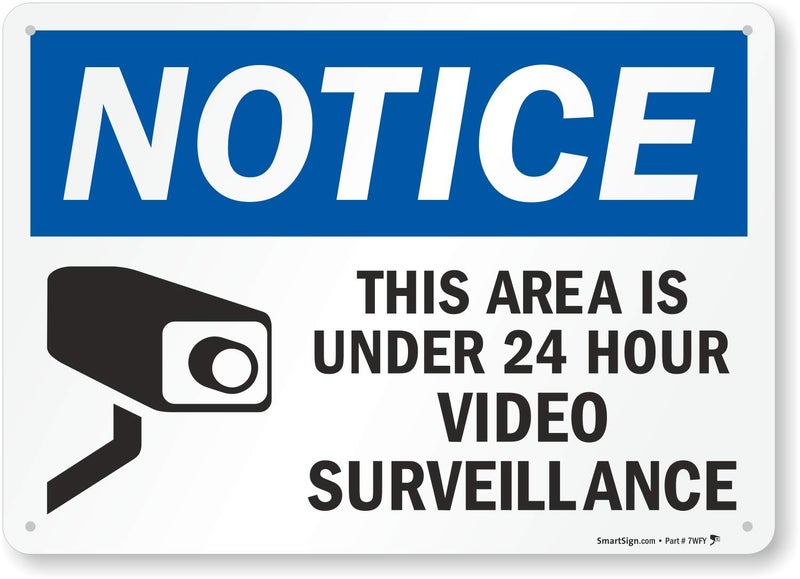 SmartSign - U1-1002-NP_14x10 Notice - This Area Is Under 24 Hour Video Surveillance Sign By | 10" x 14" Plastic - Image 1