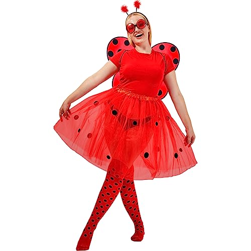 SATINIOR Ladybug Costume Accessories Tutu Skirt Ladybug Wings Antenna Headband Striped Knee Thigh High Socks Party Favor - Image 2