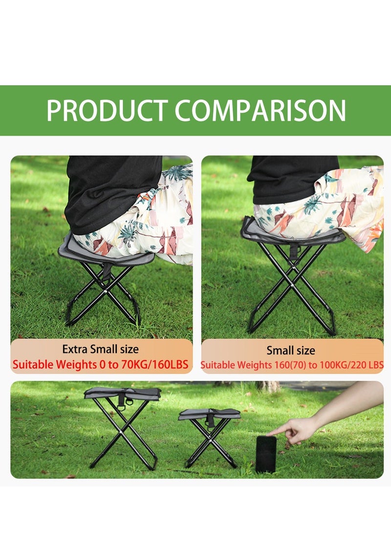 Mejora Portable Pocket Folding Stool,Extra Small Ultralight Foldable Camping Chair with Compact Carry Bag, Capacity for Outdoor Hiking, Fishing,Travel,Queue up,Gardening Furniture (Extra Small Size,Grey) - Image 4