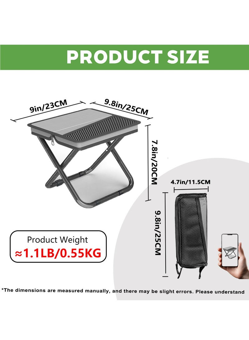 Mejora Portable Pocket Folding Stool,Extra Small Ultralight Foldable Camping Chair with Compact Carry Bag, Capacity for Outdoor Hiking, Fishing,Travel,Queue up,Gardening Furniture (Extra Small Size,Grey) - Image 2