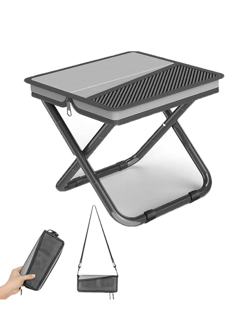 Mejora Portable Pocket Folding Stool,Extra Small Ultralight Foldable Camping Chair with Compact Carry Bag, Capacity for Outdoor Hiking, Fishing,Travel,Queue up,Gardening Furniture (Extra Small Size,Grey) - Image 1