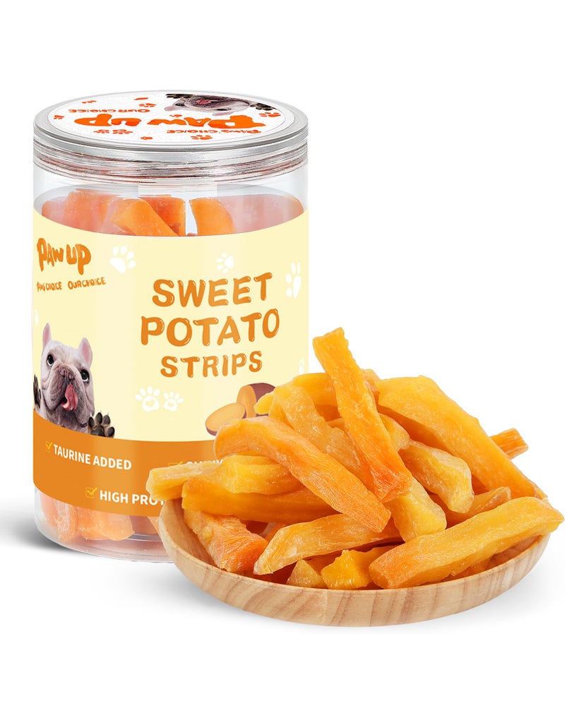 PAWUP Sweet Potatoes Strips Dog Treats - Single Ingredient Soft Chews w/Taurine, Chewy Sticks for Small & Medium Dogs, Easy to Digest, 12.5oz - Image 1