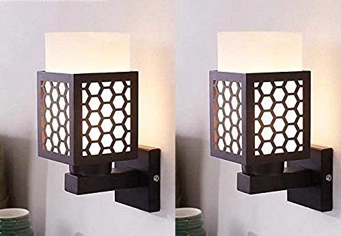 WHITERAY Square Wall Lamp (Black,Wood) - Image 3