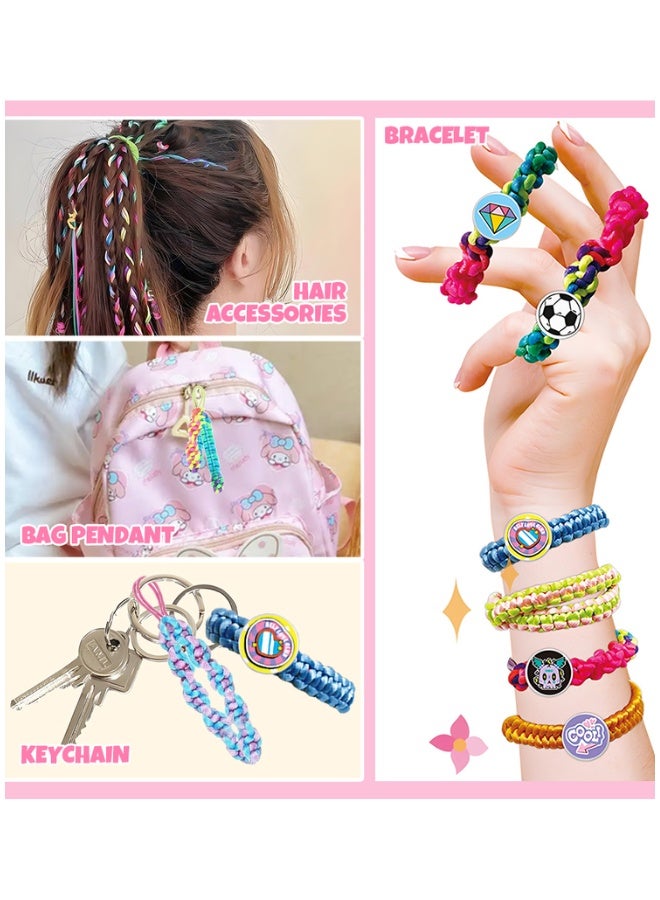 DAT DIY Braided Bracelet Maker Kit with Ropes & Beads, Fashion Jewelry Craft Set for Kids - Image 3