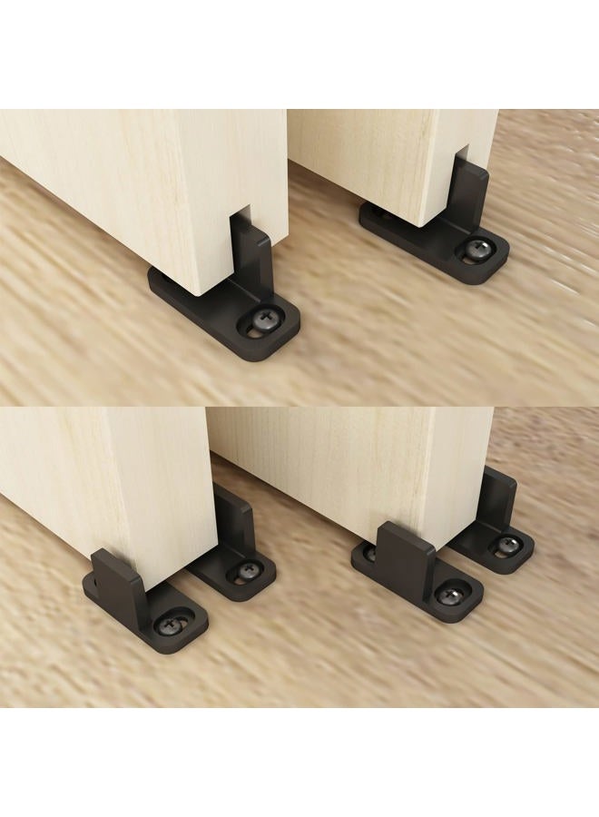 JUBEST Black Aluminum Floor Guide Sliding Barn Door Hardware Bypass Door Guide Set of 2 - Image 1