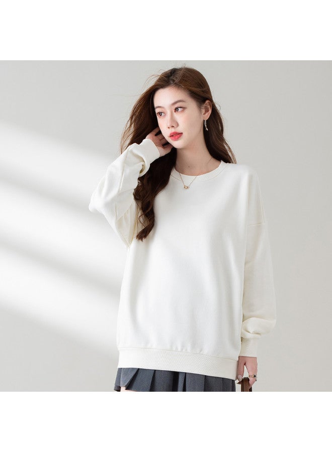 Baleno Plus Size Fleece-Lined Hoodie Covering Hips Long Sleeve Round Neck Women'S Loose Comfortable Casual Solid Color Top Winter Trendy - Image 4
