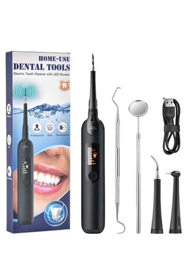عام مجموعة جهاز تنظيف الأسنان المحمول بالماء، مزيل البلاك الكهربائي للأسنان، مجموعة أدوات تنظيف الأسنان بتقنية LED بالموجات فوق الصوتية، آمنة لكل من الأطفال البالغين - Image 1