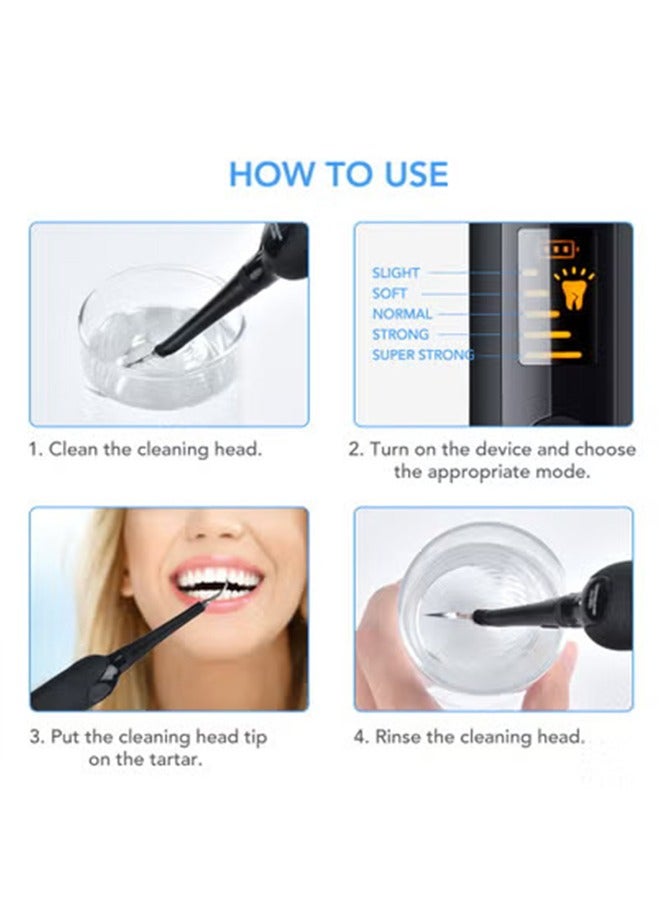 عام مجموعة جهاز تنظيف الأسنان المحمول بالماء، مزيل البلاك الكهربائي للأسنان، مجموعة أدوات تنظيف الأسنان بتقنية LED بالموجات فوق الصوتية، آمنة لكل من الأطفال البالغين - Image 2