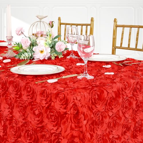 QueenDream Red Satin Tablecloth 90 x 132 Inch Rectangle Wedding Table Cover Overlay for Wedding Reception Table - Image 2