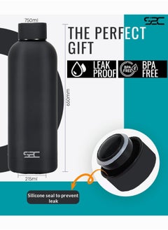 S2C Water Bottle Stainless Steel 750ml - Double Wall insulated Water Bottles for Hot Water Gym Bottle Stainless Steel Water Bottle for Kids School Flask Bottle Hot water bottle  - Image 2