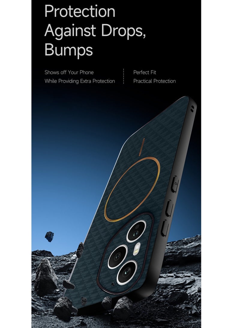 Wtech Honor 400 Pro 5G 2025 Magsafe Hard Back Carbon Fabric Texture Case Cover - Sea Green - Image 3