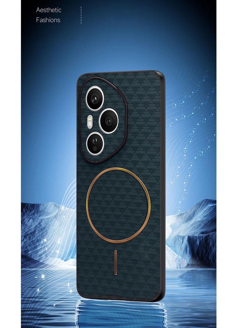 Wtech Honor 400 Pro 5G 2025 Magsafe Hard Back Carbon Fabric Texture Case Cover - Sea Green - Image 5