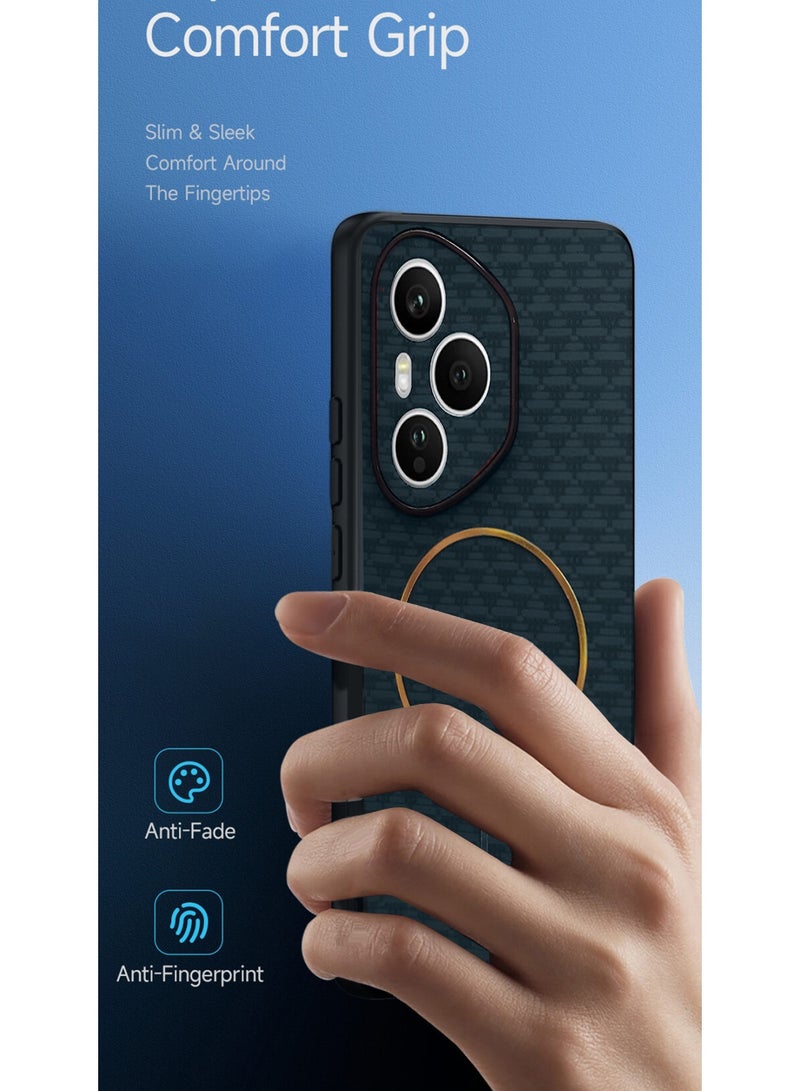 Wtech Honor 400 Pro 5G 2025 Magsafe Hard Back Carbon Fabric Texture Case Cover - Sea Green - Image 2