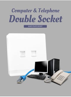 Vmax V5-Series Computer Wall Data Socket - 3x3" White/Ivory Finish Dual Ports  - Image 4
