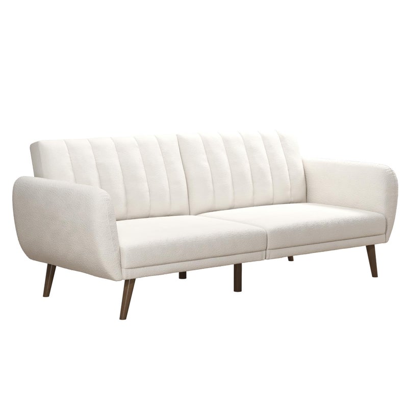 Novogratz Novogratz Brittany 815 Futon Sofa Bed and Couch Sleeper Ivory Boucle 