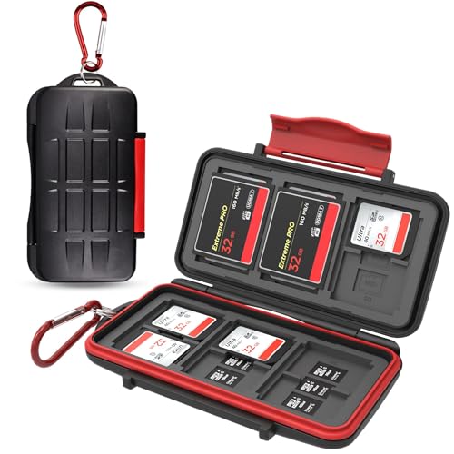 Kiorafoto 36 Slots : 18 TF + 12 SD + 6 CF Memory Card Holder Case Storage Protector Wallet for TF MSD Micro SD SDHC SDXC SDUC CF Compact Flash Memory Cards with Carabiner + Card Tray Removal Pin Key - Image 1