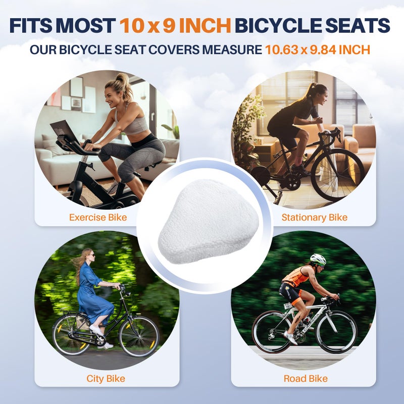 Feekoon Imitation Sheepskin Bicycle Seat Cover & Removable Sponge Padding, White Universal Sheepskin Bike Cushion Cover, Secure Fit Fur Protector for Wide Seat Spin Bike, Cruiser Exerciser(White) - Image 4