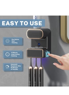 Generic Smart Sensor Toothpaste Dispenser and Toothbrush Holder Wall-Mounted Automatic Toothpaste Squeezer with UV Sterilization - Black  - Image 3