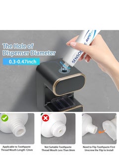 Generic Smart Sensor Toothpaste Dispenser and Toothbrush Holder Wall-Mounted Automatic Toothpaste Squeezer with UV Sterilization - Black  - Image 4
