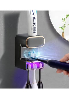 Generic Smart Sensor Toothpaste Dispenser and Toothbrush Holder Wall-Mounted Automatic Toothpaste Squeezer with UV Sterilization - Black  - Image 1
