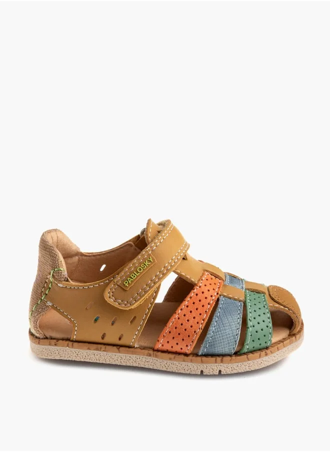 بابلوسكي Boys' Panelled Strap Sandals with Hook and Loop Closure