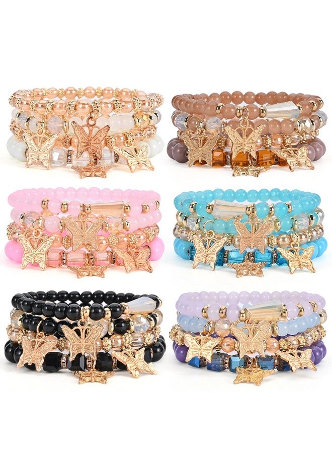 VONRU Bohemian Bracelet Sets For Women 6 Sets Stackable Stretch Bracelets Multicolor Boho Jewelry For Women Hippie Bracelets Dainty Jewelry Best Friend Gift (Multicolor Bead Bracelets) - Image 1