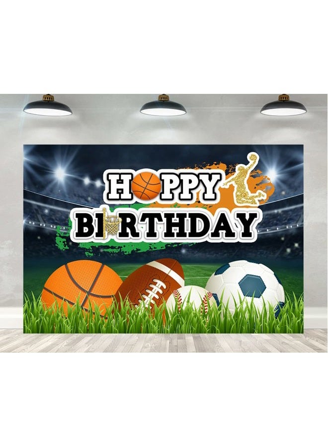 Ticuenicoa 5×3ft Boys Sports Birthday Backdrop - Football Basketball Baseball Theme Party Decorations with Photo Banner, Wall Decor & Props - Image 1