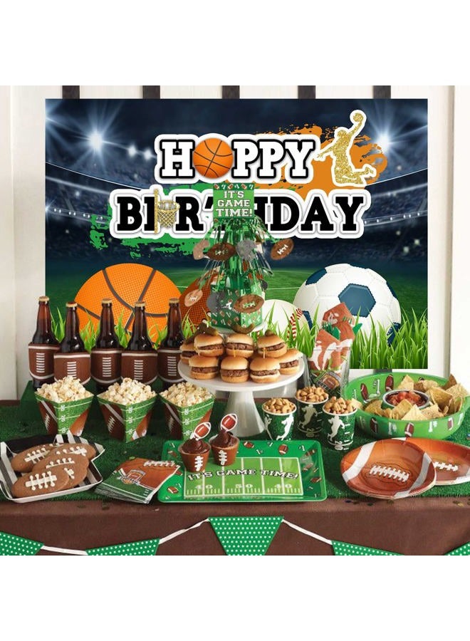 Ticuenicoa 5×3ft Boys Sports Birthday Backdrop - Football Basketball Baseball Theme Party Decorations with Photo Banner, Wall Decor & Props - Image 3