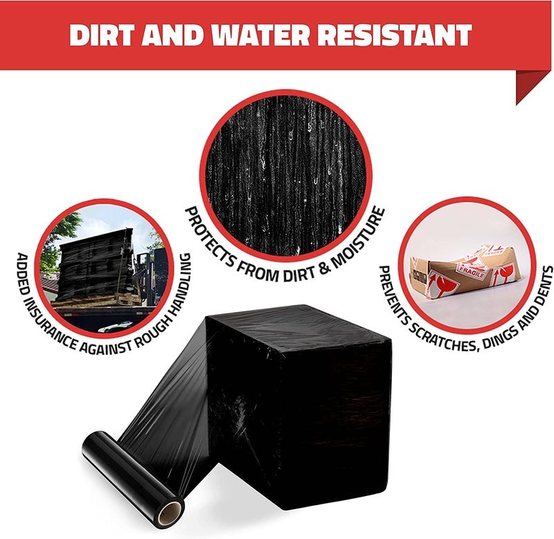 مارك [1 لفة] غلاف بلاستيكي ممتد أسود - غلاف بلاستيكي شديد التحمل 500 مم لتغليف المنصات والتعبئة والنقل والتعبئة - غلاف بلاستيكي - Image 3