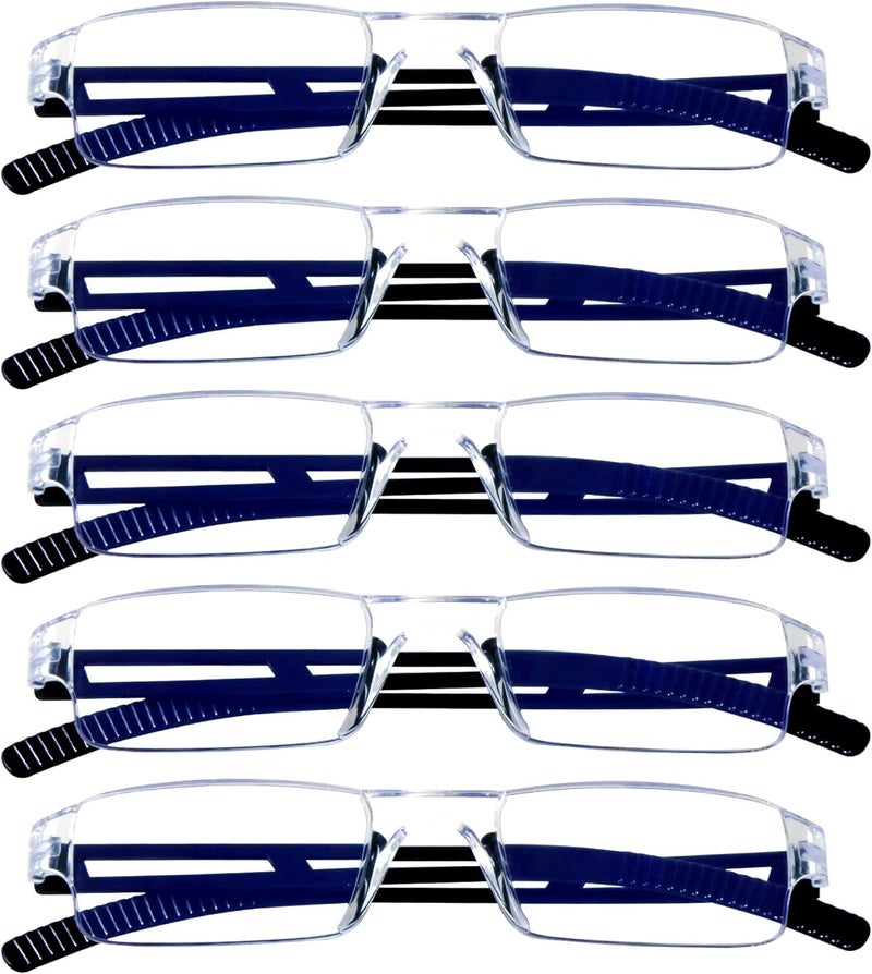 VisionGlobal 5/8 Pairs Reading Glasses, Computer Reading Glasses for Women and Men, Fashion Square Eyewear Frame - Image 1