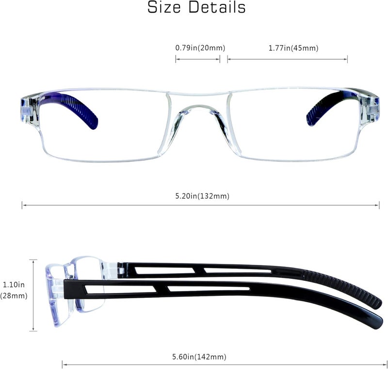 VisionGlobal 5/8 Pairs Reading Glasses, Computer Reading Glasses for Women and Men, Fashion Square Eyewear Frame - Image 3