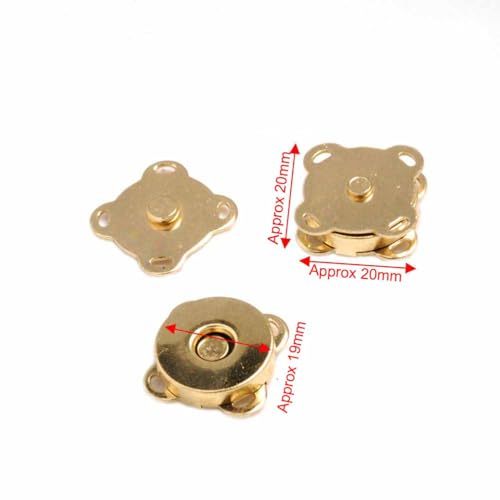 Tia Magnet Button, Clasps, Snaps, Fasteners for Purse, Bags, Clothes and DIY Works- (4, Golden (SEW)-20mm) - Image 4