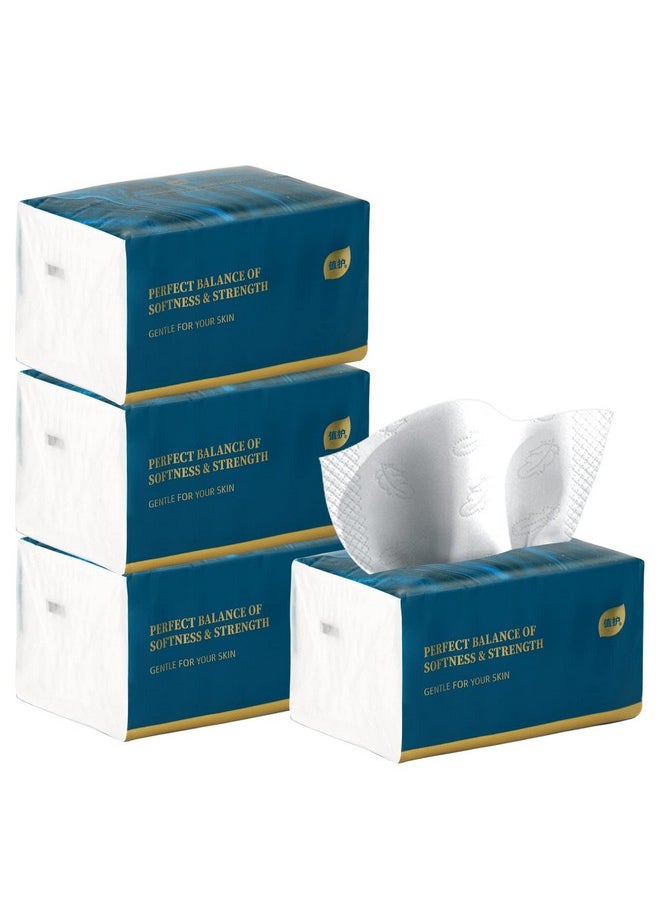 Aturmon - Small Soft Facial Tissue Bag Cover Not In Box Disposable Facial Napkin Material Native Wood Pulp Fiber Not Cotton White Facial Paper Tissue 4Ply 4 Packs 480 Sheets Per Pack - Image 1