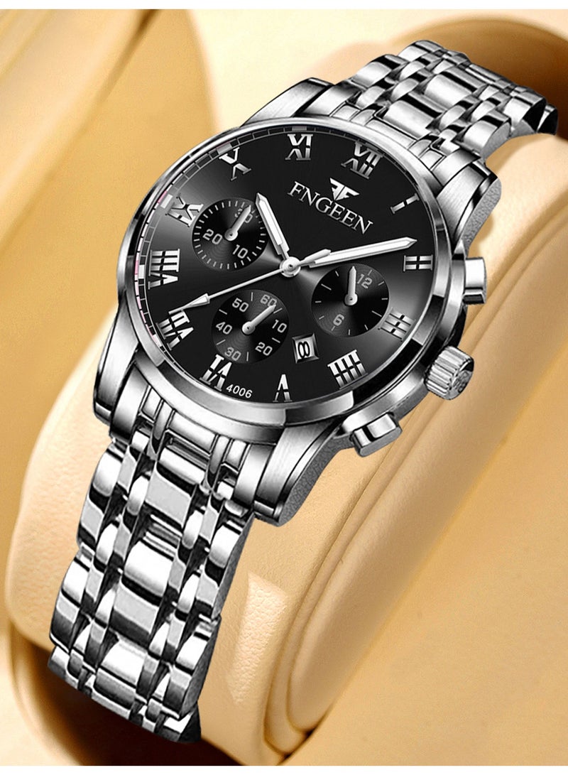 فنجين ساعات نسائية من أفضل العلامات التجارية الفاخرة المقاومة للماء وساعة التاريخ للسيدات بحزام من الفولاذ ساعة كوارتز كاجوال ساعة يد رياضية للنساء - Image 1