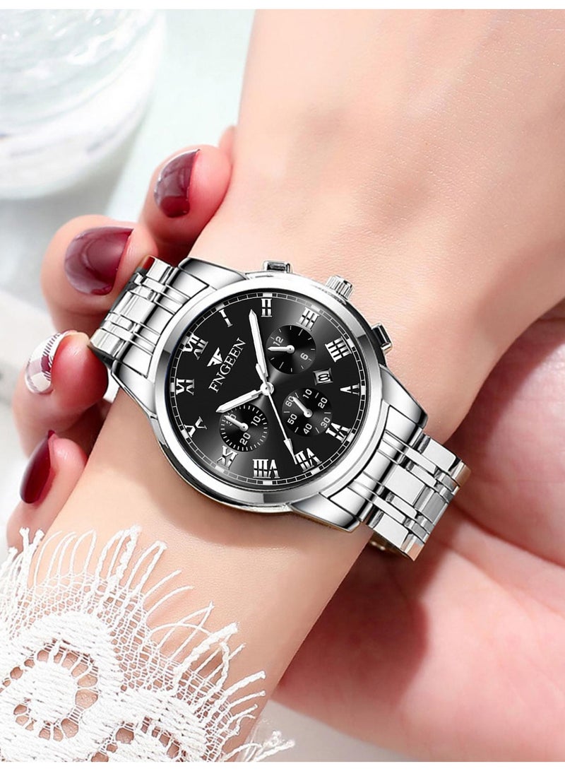 فنجين ساعات نسائية من أفضل العلامات التجارية الفاخرة المقاومة للماء وساعة التاريخ للسيدات بحزام من الفولاذ ساعة كوارتز كاجوال ساعة يد رياضية للنساء - Image 3