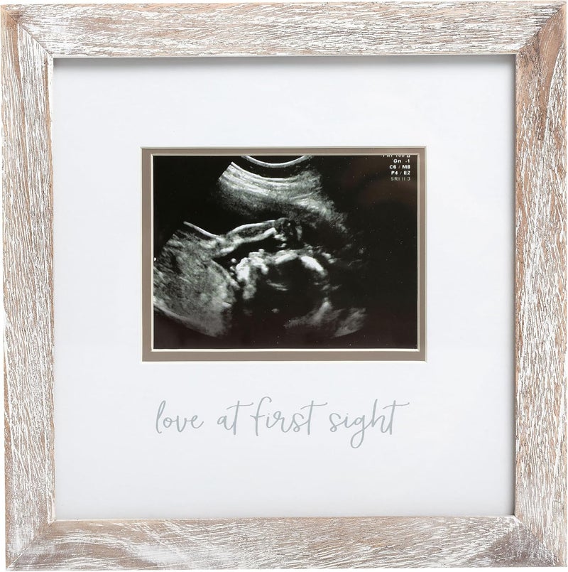 Pearhead Love at First Sight Sonogram Picture Frame, Pregnancy Ultrasound Keepsake Photo Frame, Gender-Neutral Baby Nursery Décor, 4x3 Photo,  White - Image 2