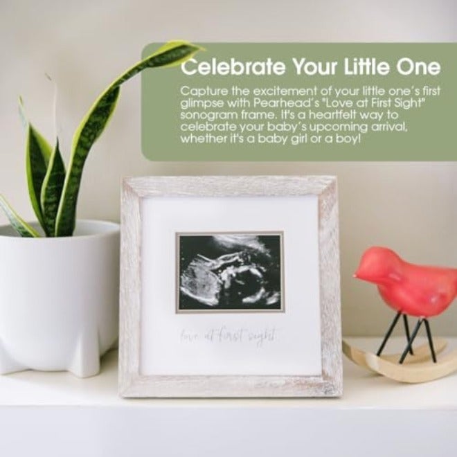 Pearhead Love at First Sight Sonogram Picture Frame, Pregnancy Ultrasound Keepsake Photo Frame, Gender-Neutral Baby Nursery Décor, 4x3 Photo,  White - Image 5