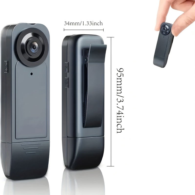 Black 1080P Full HD Video Camera with 64GB Storage Card, Motion Detection, Night Vision, Portable Camcorder for Meetings Travel Sports Cycling Transportation - Image 4