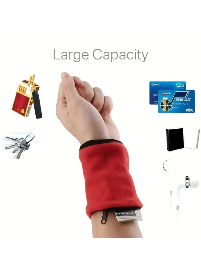 Generic TV Sports Wrist Bracer Coin Purse Key Bag Sweat-Absorbing Multifunctional Zipper Wrist Cover Bank Card Bag-Color:Black-Capacity:Wrist Bag Color Box - Image 3