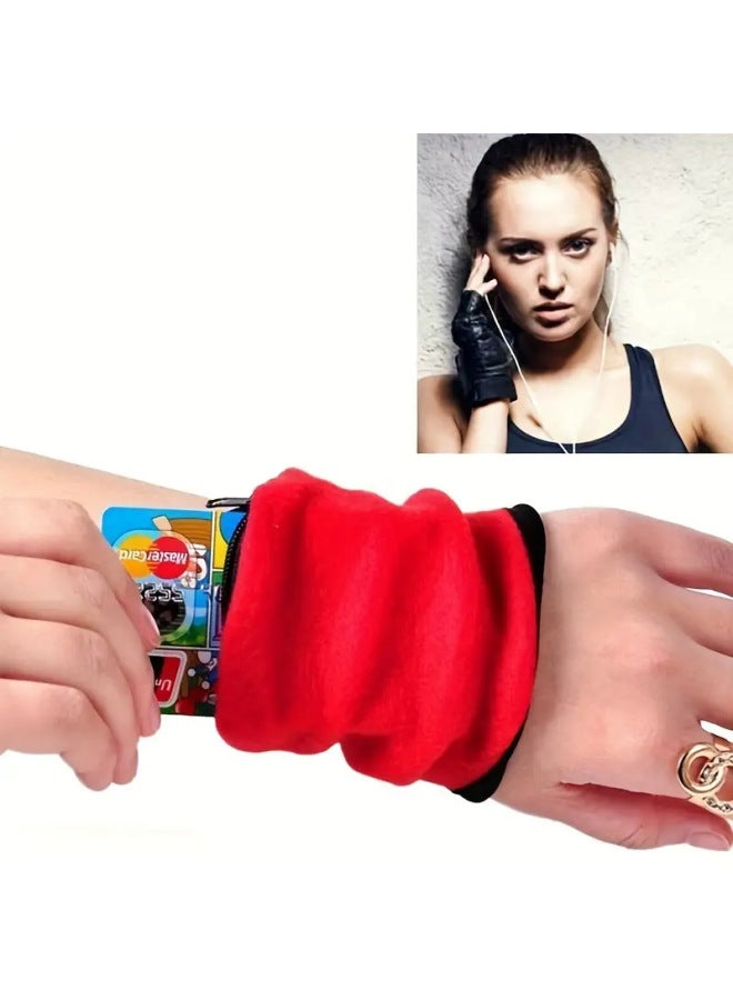 Generic TV Sports Wrist Bracer Coin Purse Key Bag Sweat-Absorbing Multifunctional Zipper Wrist Cover Bank Card Bag-Color:Black-Capacity:Wrist Bag Color Box - Image 2