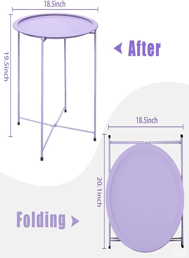 Garden 4 you End Table 2 PCS Metal Side Table Purple Round Folding Tray Cyan Sofa Small Accent Fold-able Table, Round End Table Tray, Next to Sofa Table, Snack Table for Living Room and Bed Room - Image 3