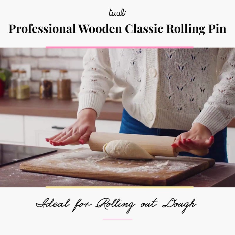 Tuuli Kitchen Professional Rolling Pin Beech Wood 44 x 5.5 cm - Image 2